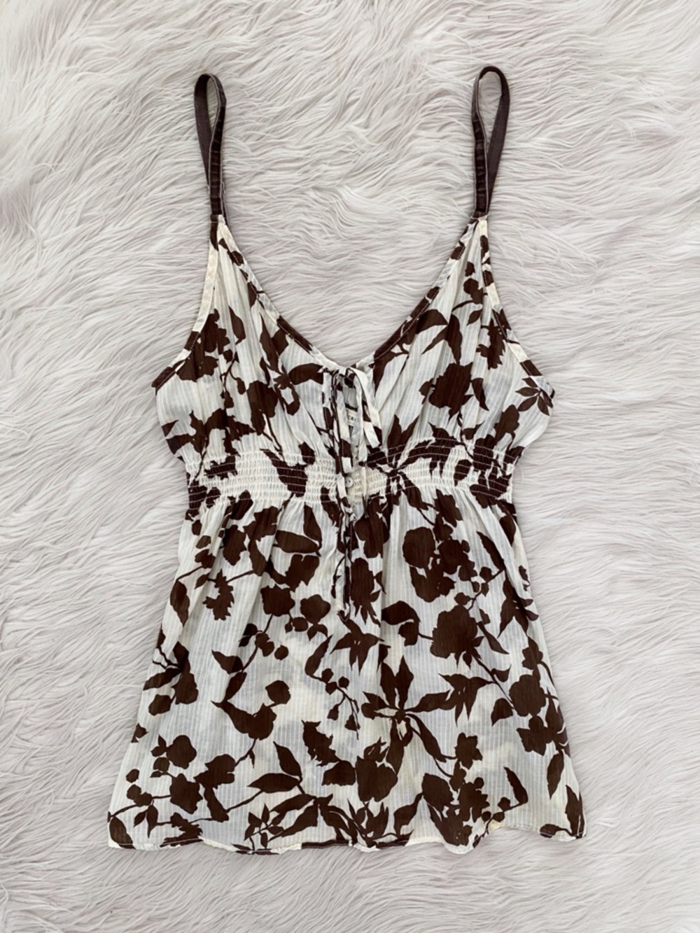 Y2K Abercrombie Brown White Floral Fairy
Babydoll Tank Top Gremlincore 00s M